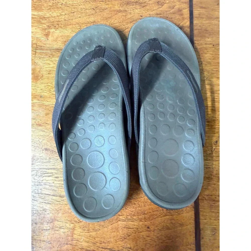 Vionic Mens 8 Womens 9 Brown Wave Flip Flop Sandal Orthotic Arch Support 44WAVE